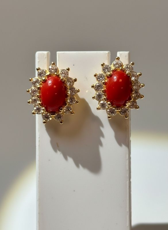 Orecchini in corallo mediterraneo montati in argento 925