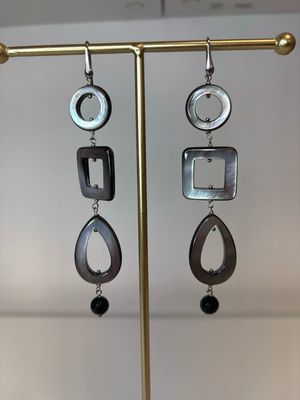 Orecchini in argento 925 e madreperla lunghi 10 cm