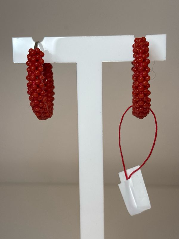 Orecchini in argento 925 con corallo mediterraneo di prima scelta