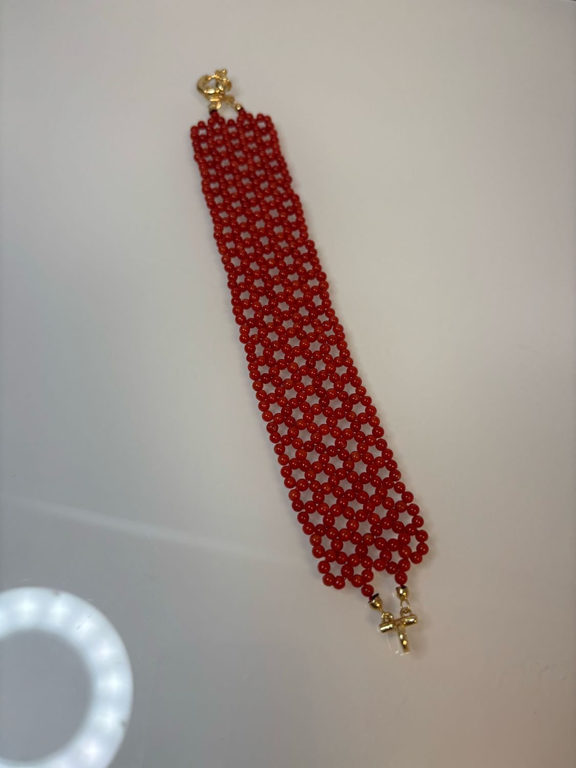 Bracciale in corallo mediterraneo con chiusura in argento 925 a maglia