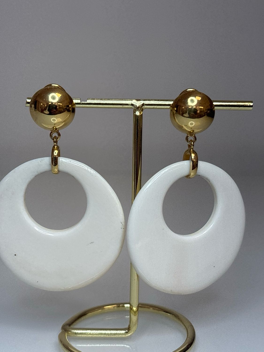 Orecchini in argento 925 bagnati oro con elementi in avorio