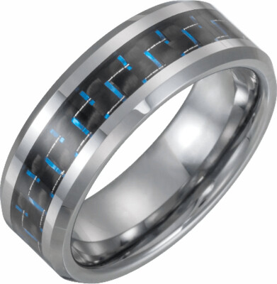 Beveled Tungsten Wedding Band with Carbon Fiber Inlay