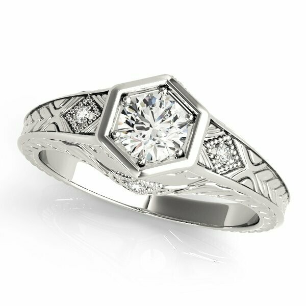 Vintage Pattern Diamond Engagement Mounting