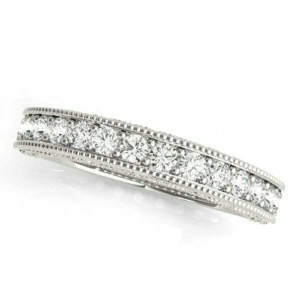 Milgrain Filigree Diamond Wedding Band