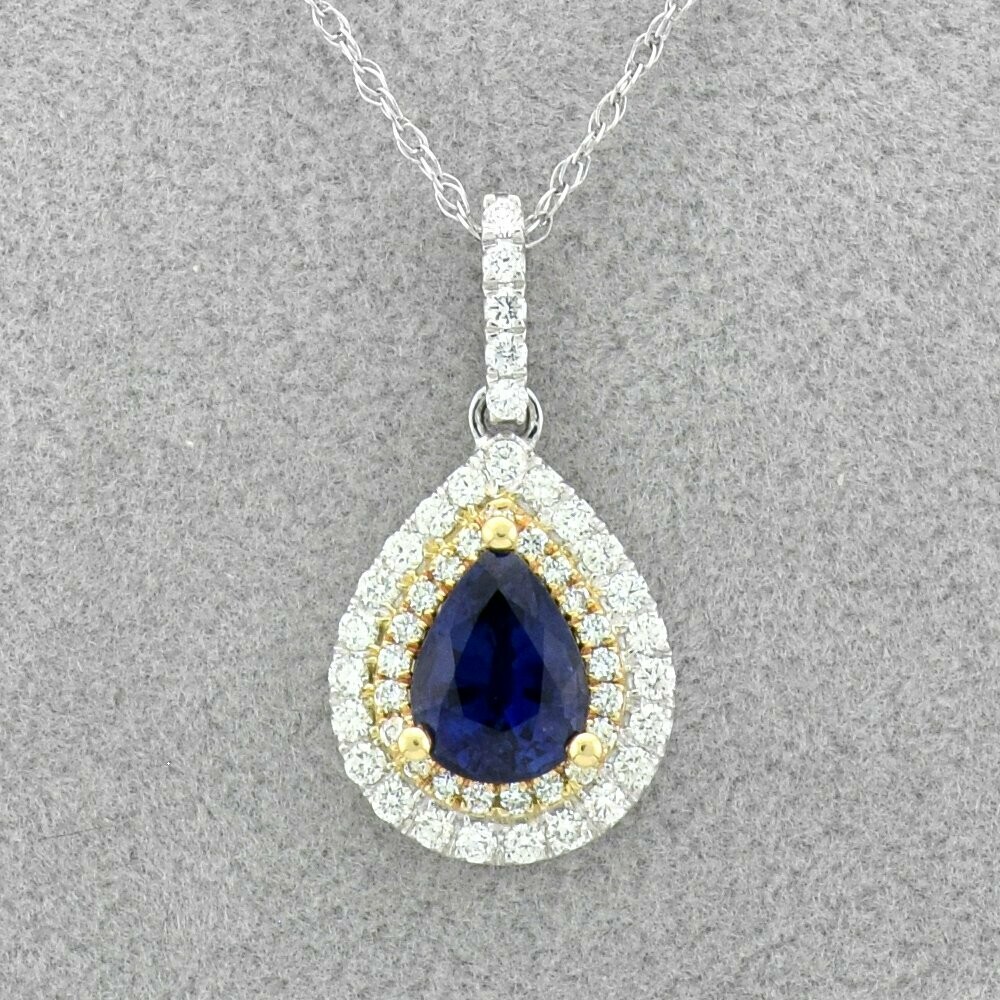 14KWG Sapphire and 0.42ct Diamond Pendant