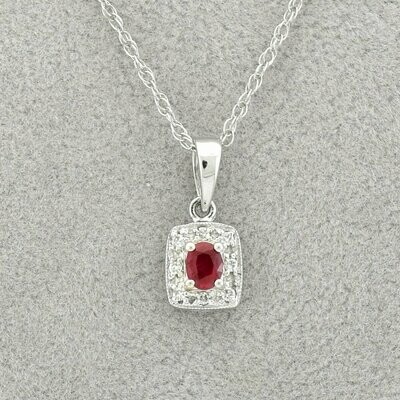14KWG Ruby and Diamond Pendant