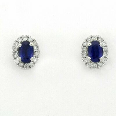 14KWG Sapphire and 0.34ct Diamond Stud Earrings