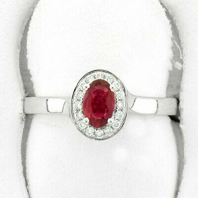 14KWG Ruby and 0.11ct Diamond Ring