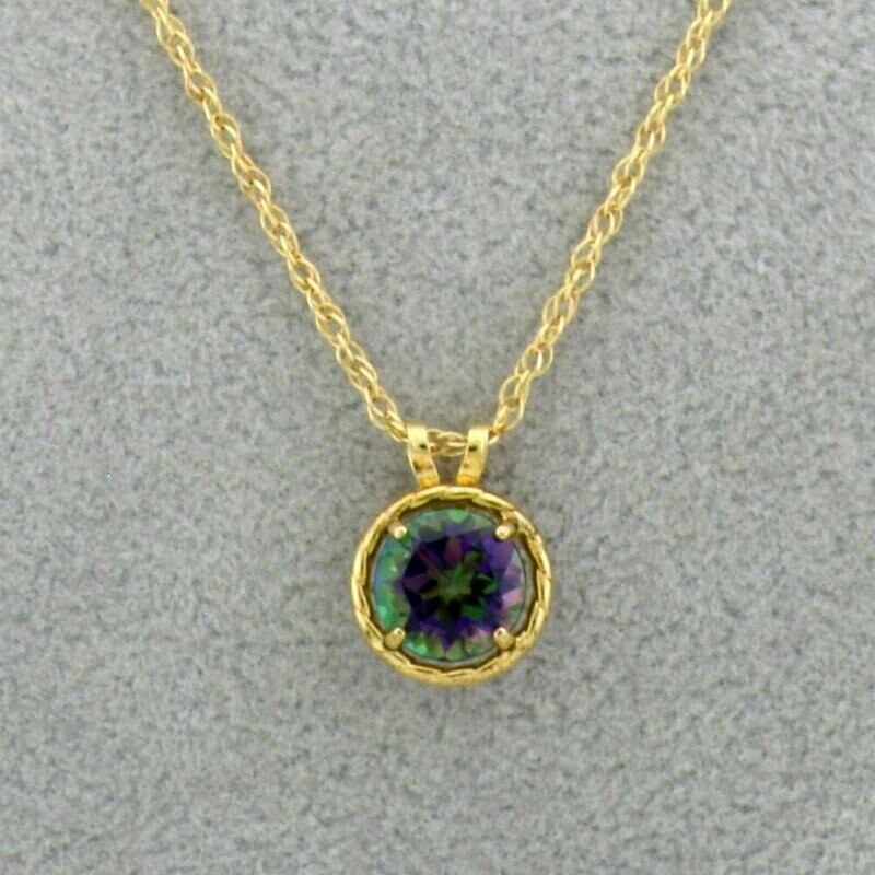 14KYG Mystic Topaz Pendant