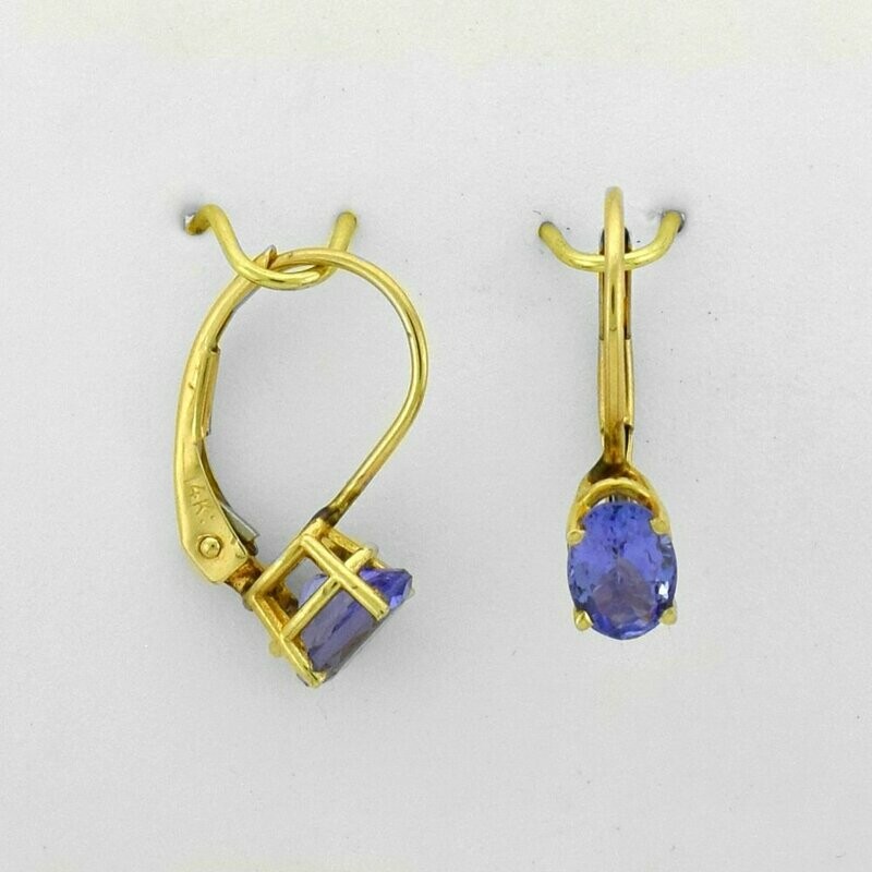 14KYG Tanzanite Lever-Back Earrings
