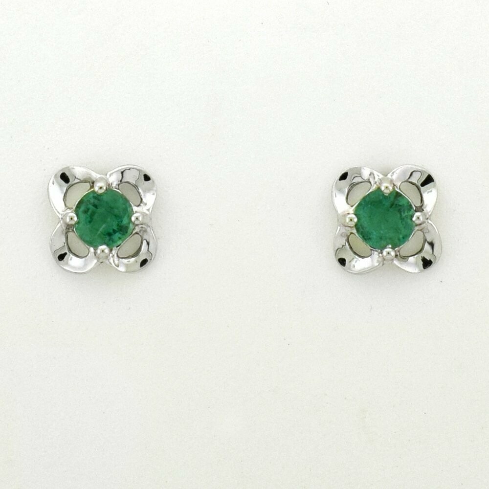 14KWG Emerald Stud Earrings