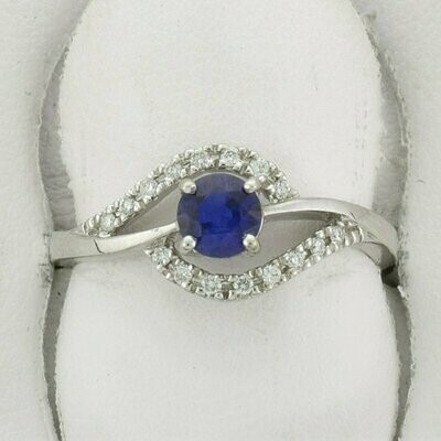 14KWG Sapphire and 0.10ct Diamond Ring