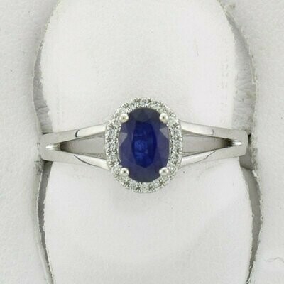 14KWG Sapphire and 0.07ct Diamond Ring