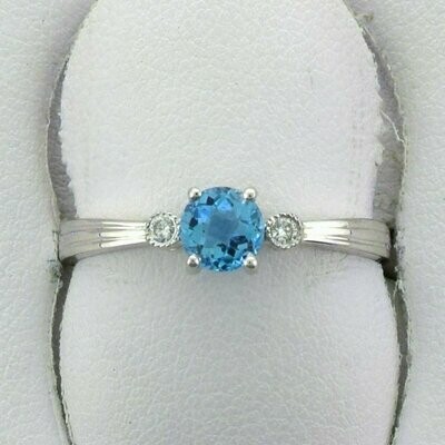 14KWG Blue Topaz and Diamond Ring
