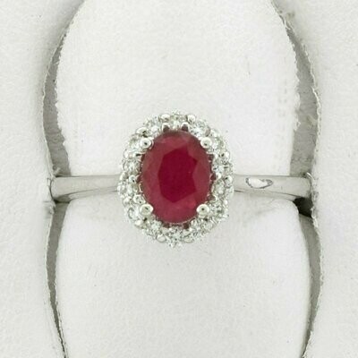 14KWG Ruby and 0.15ct Diamond Ring