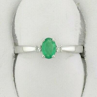 14KWG Emerald and Diamond Ring