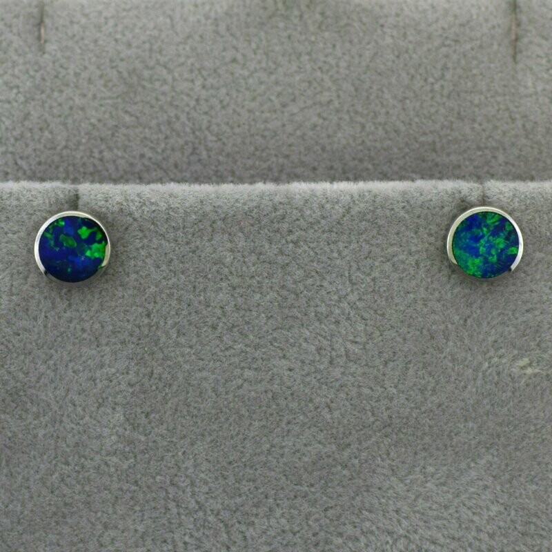 14KWG Dark Opal Doublet Earrings