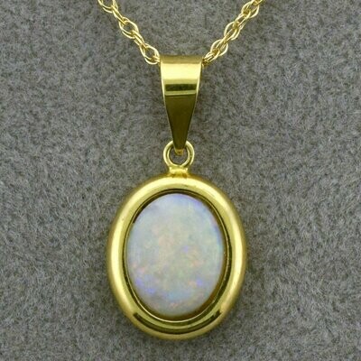 14KYG White Opal Pendant