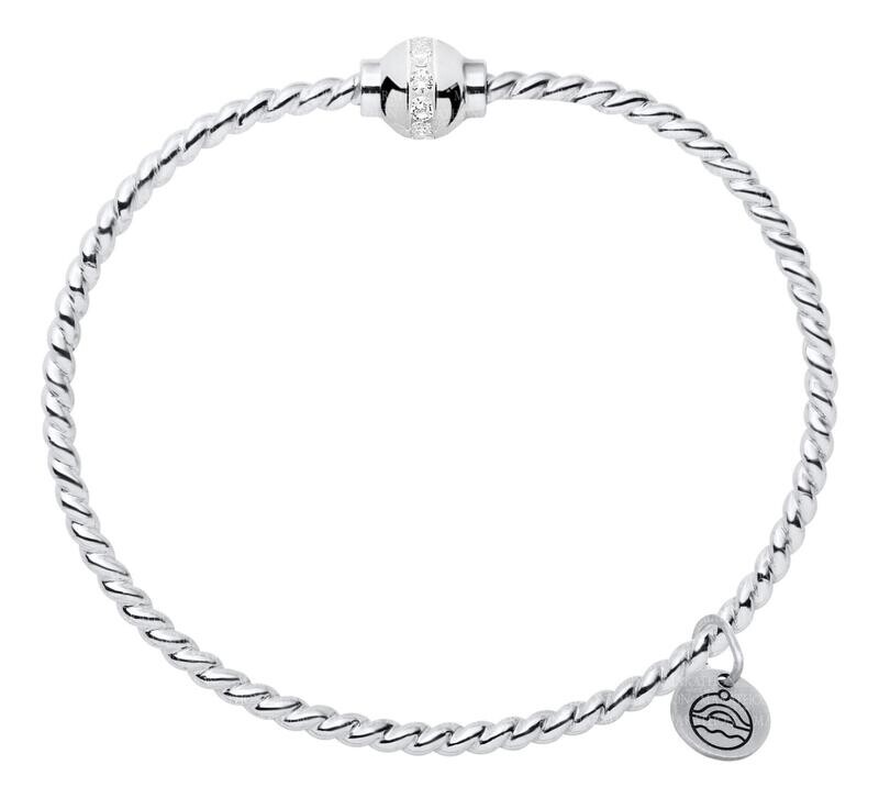 SS Cape Cod CZ-Ball Twisted Bracelet