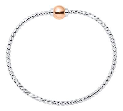 SS and Rose Gold Cape Cod Single-Ball Twisted Bracelet