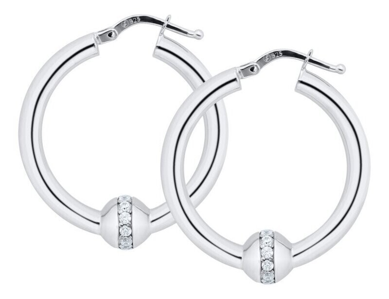 SS Cape Cod Large CZ Hoop Earrings
