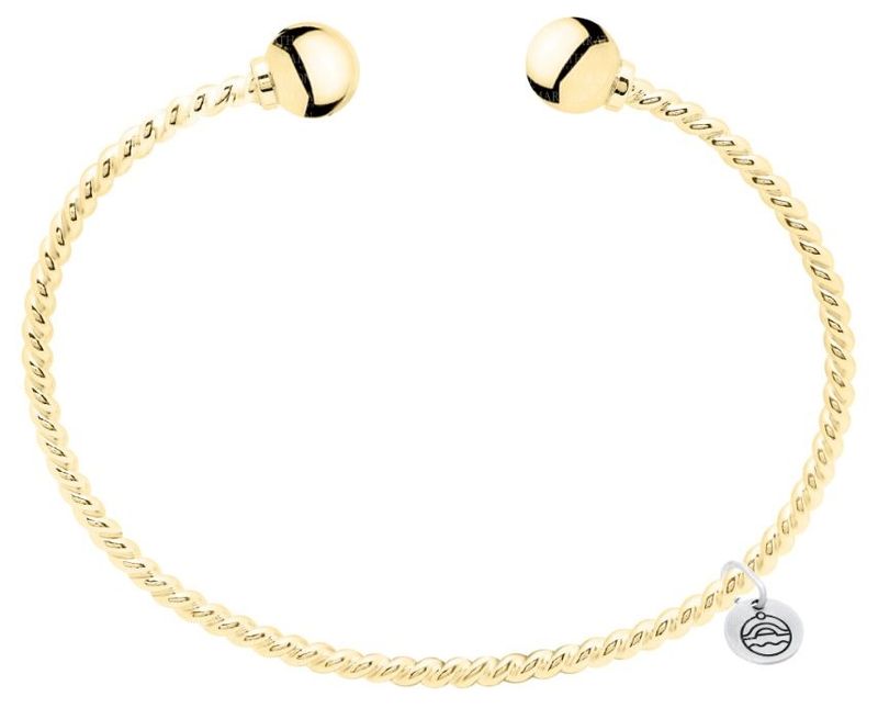 14K Yellow Gold Cape Cod Two Ball Twisted Cuff Bracelet