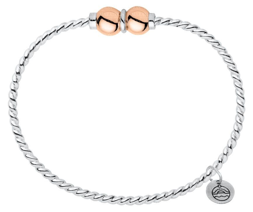 SS and Rose Gold Cape Cod Double-Ball Twisted Bracelet