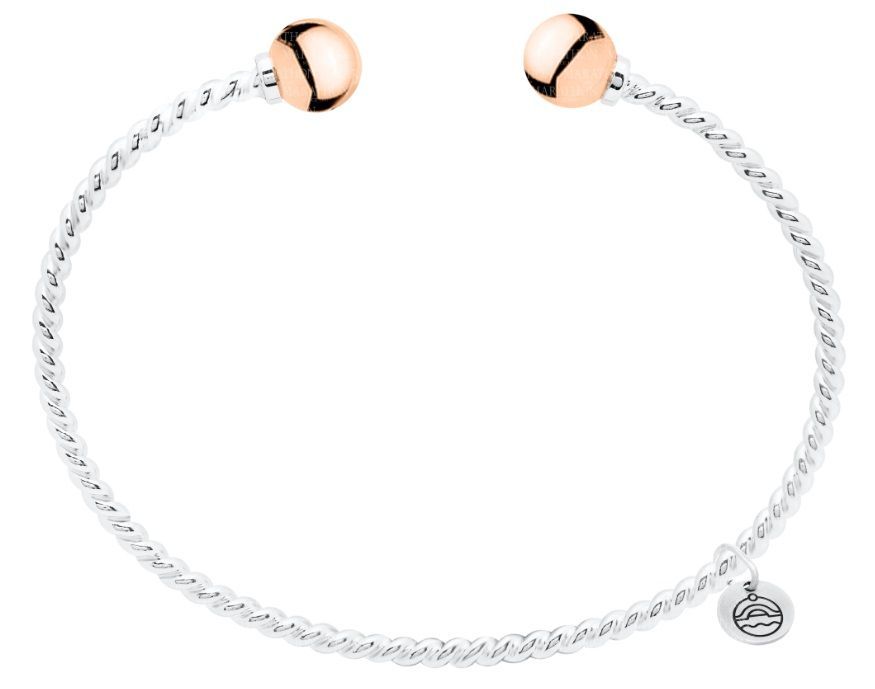 SS and Rose Gold Cape Cod Two Ball Twisted Cuff Bracelet