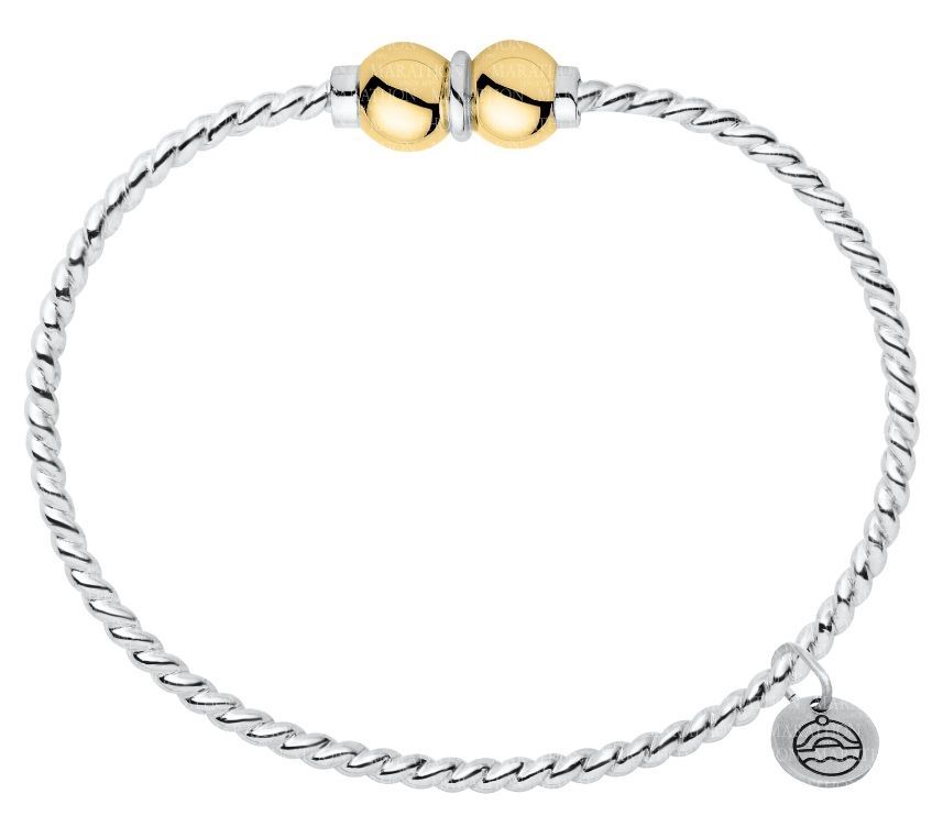 SS and Yellow Gold Cape Cod Double-Ball Twisted Bracelet