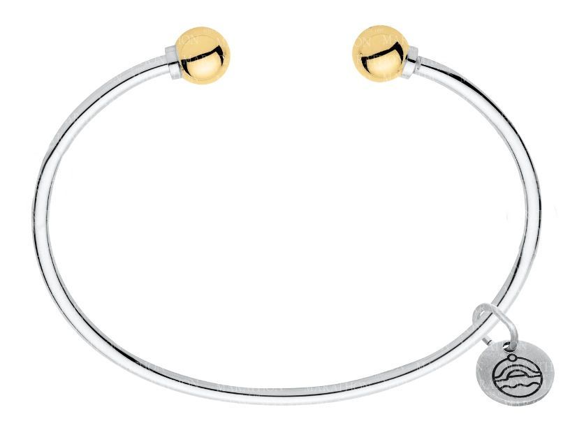 SS and Yellow Gold Cape Cod Two Ball Cuff Bracelet