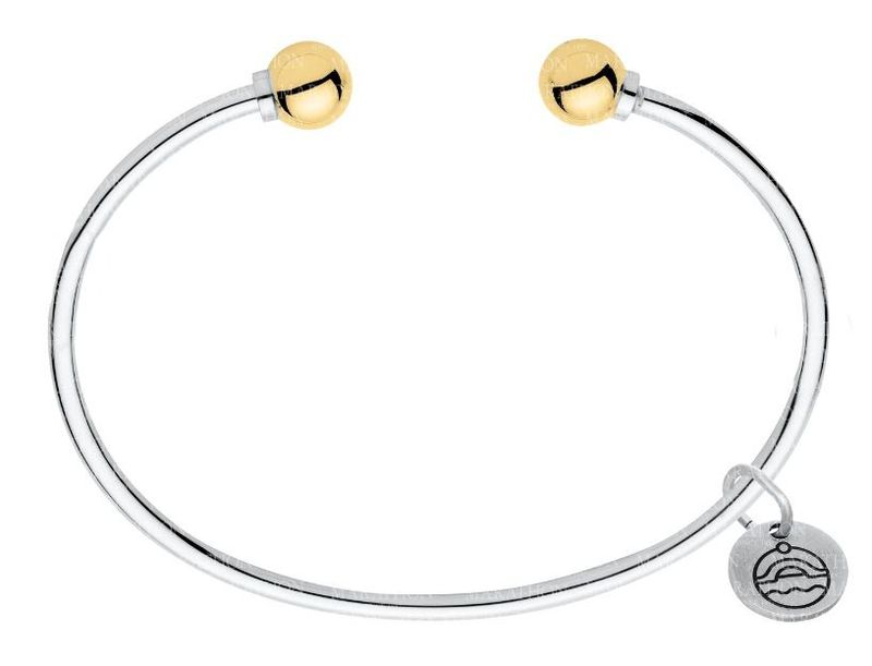 SS and Yellow Gold Cape Cod Two Ball Cuff Bracelet