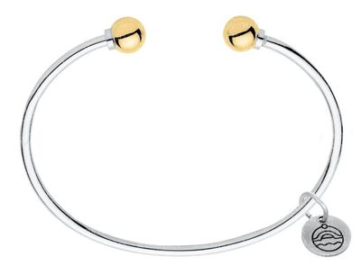 SS and Yellow Gold Cape Cod Two Ball Cuff Bracelet