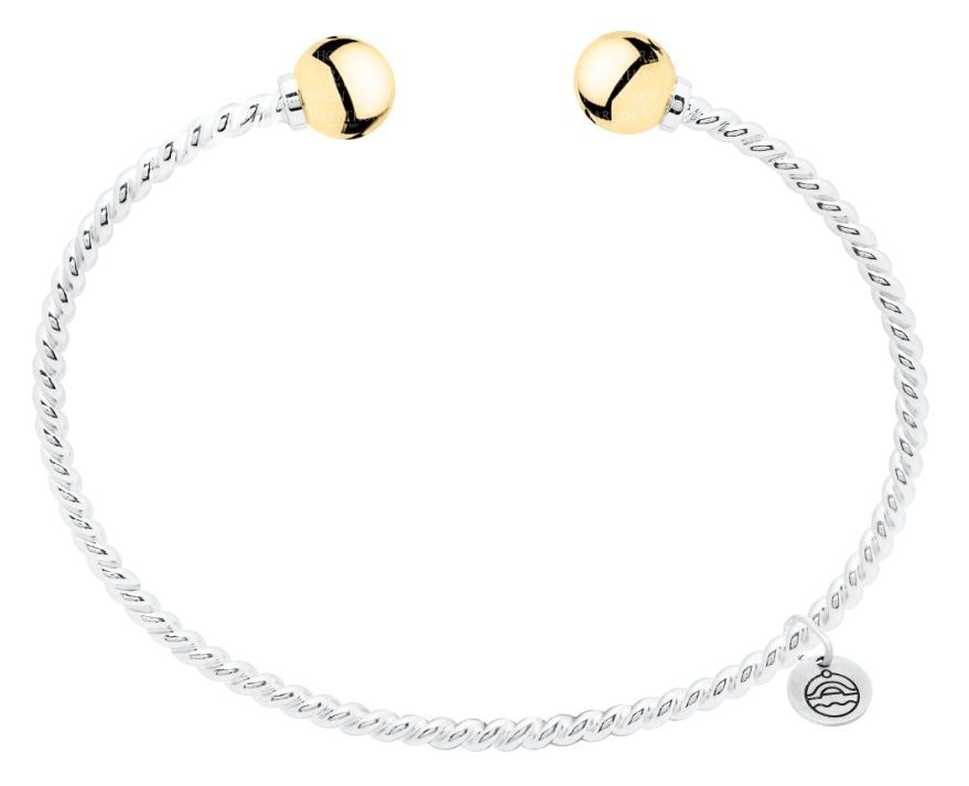 SS and Yellow Gold Cape Cod Two Ball Twisted Cuff Bracelet