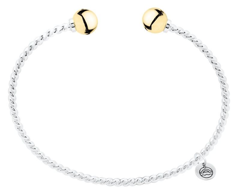SS and Yellow Gold Cape Cod Two Ball Twisted Cuff Bracelet