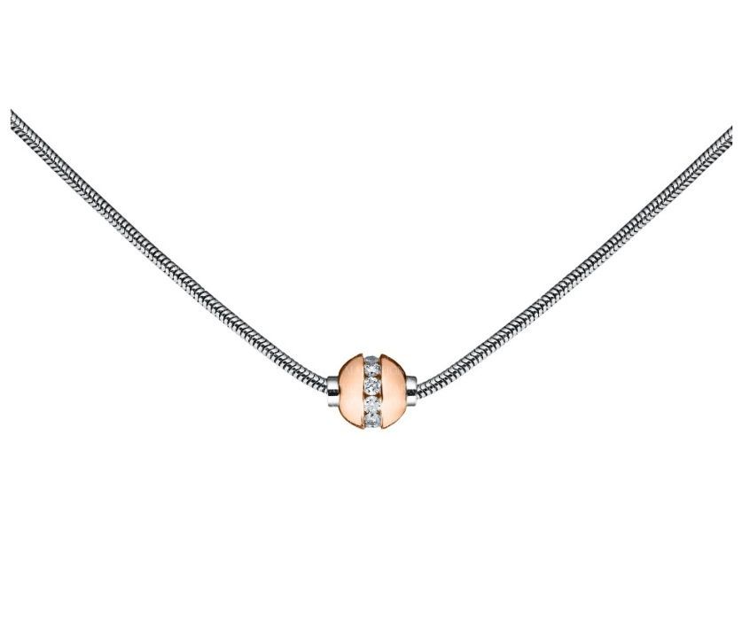 SS and Rose Gold Cape Cod 0.33ct Diamond-Ball Necklace