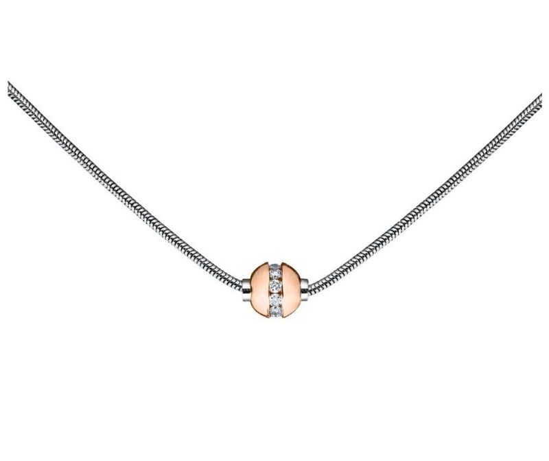 SS and Rose Gold Cape Cod 0.33ct Diamond-Ball Necklace