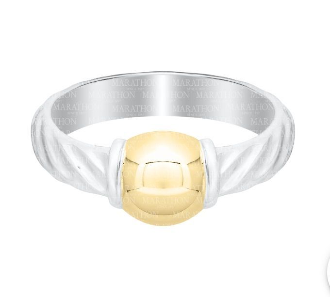 SS and Yellow Gold Cape Cod Single-Ball Twisted Ring