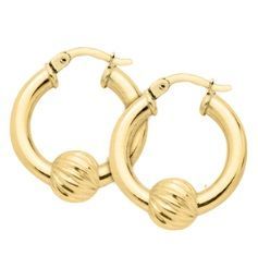 14K Yellow Gold Cape Cod Swirl Hoop Earrings