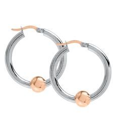 SS and Rose Gold Cape Cod Large Hoop Earrings