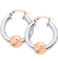 SS and Rose Gold Cape Cod Swirl Hoop Earrings