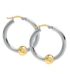 SS and Yellow Gold Cape Cod Large Hoop Earrings