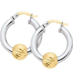 SS and Yellow Gold Cape Cod Swirl Hoop Earrings