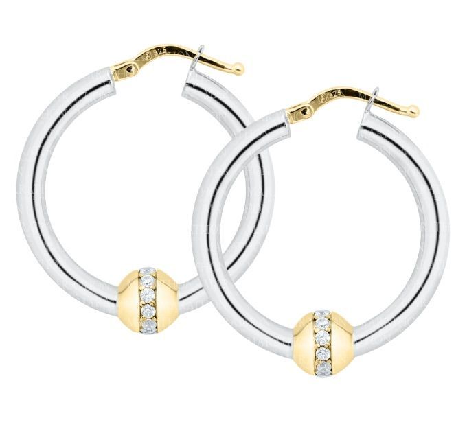SS and Yellow Gold Cape Cod Large Hoop Earrings