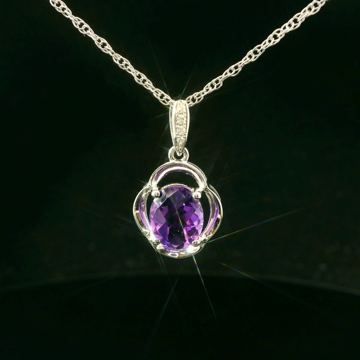 14KWG Amethyst and Diamond Pendant