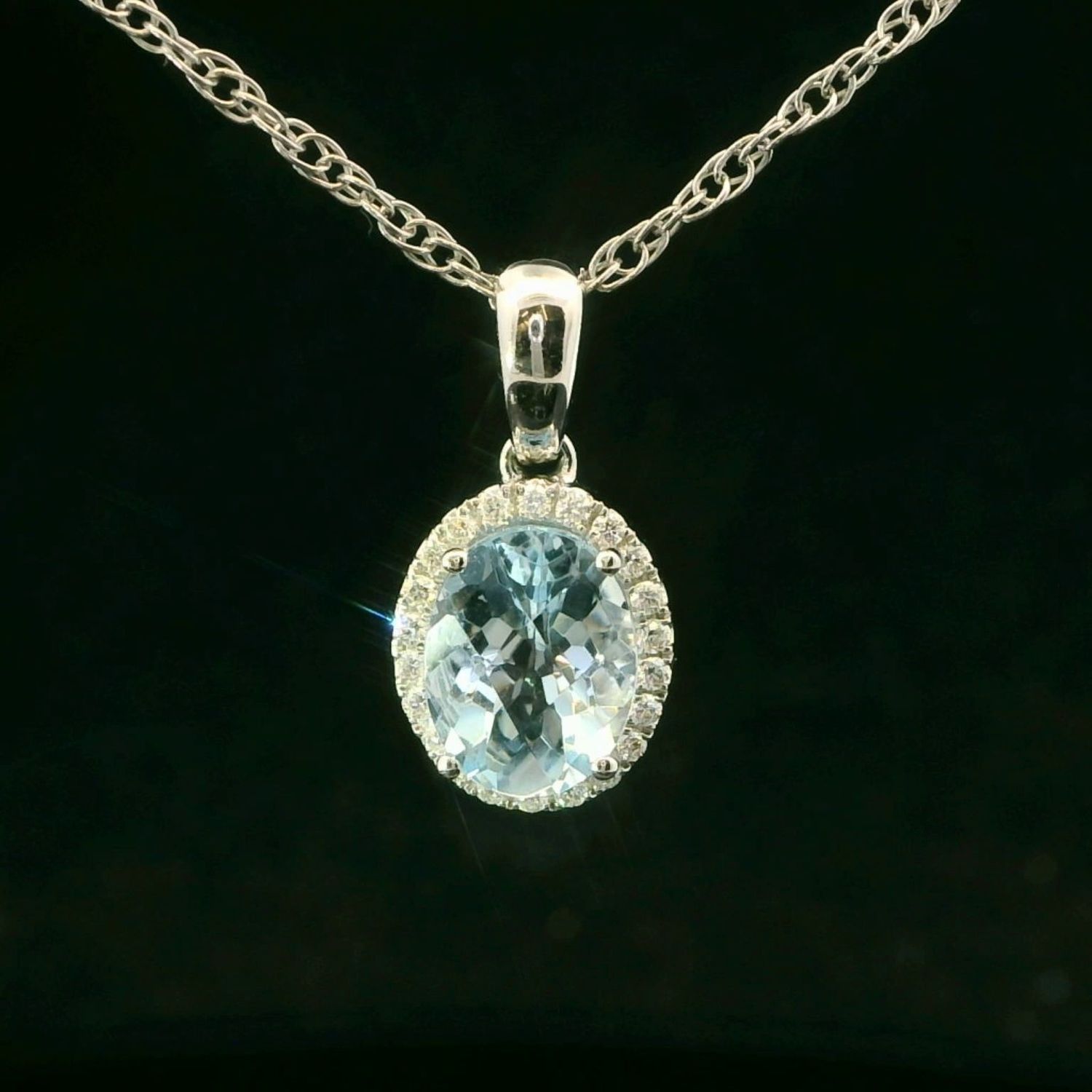 14KWG Aquamarine and Diamond Pendant