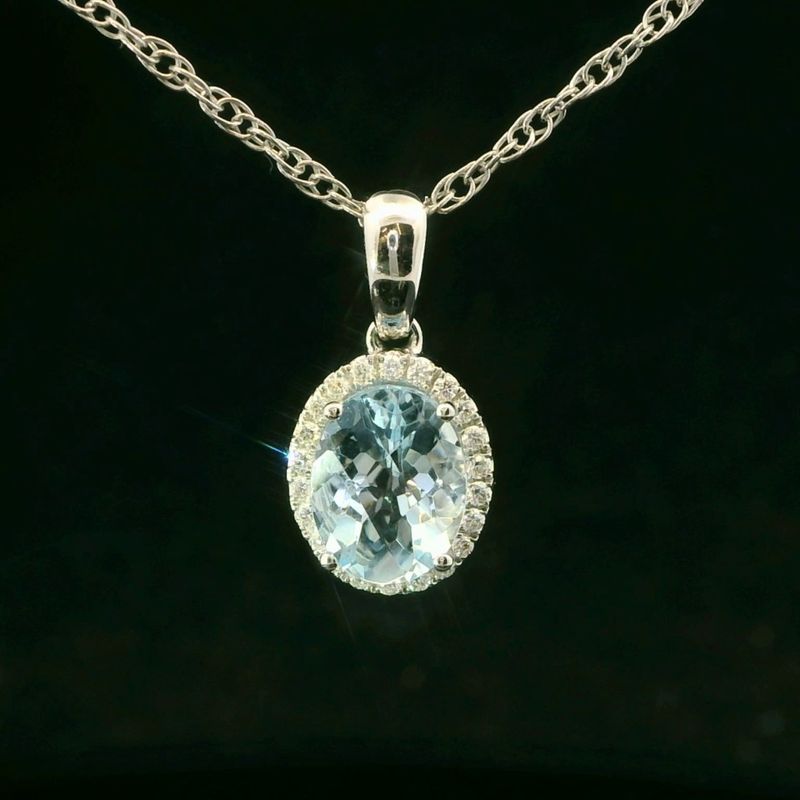 14KWG Aquamarine and Diamond Pendant