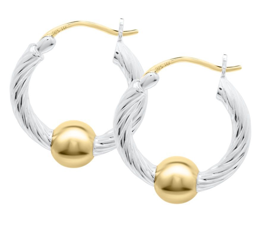 SS and Yellow Gold Cape Cod Twisted Hoop Earrings