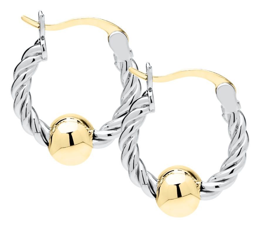 SS and Yellow Gold Cape Cod Twisted Wire Hoop Earrings