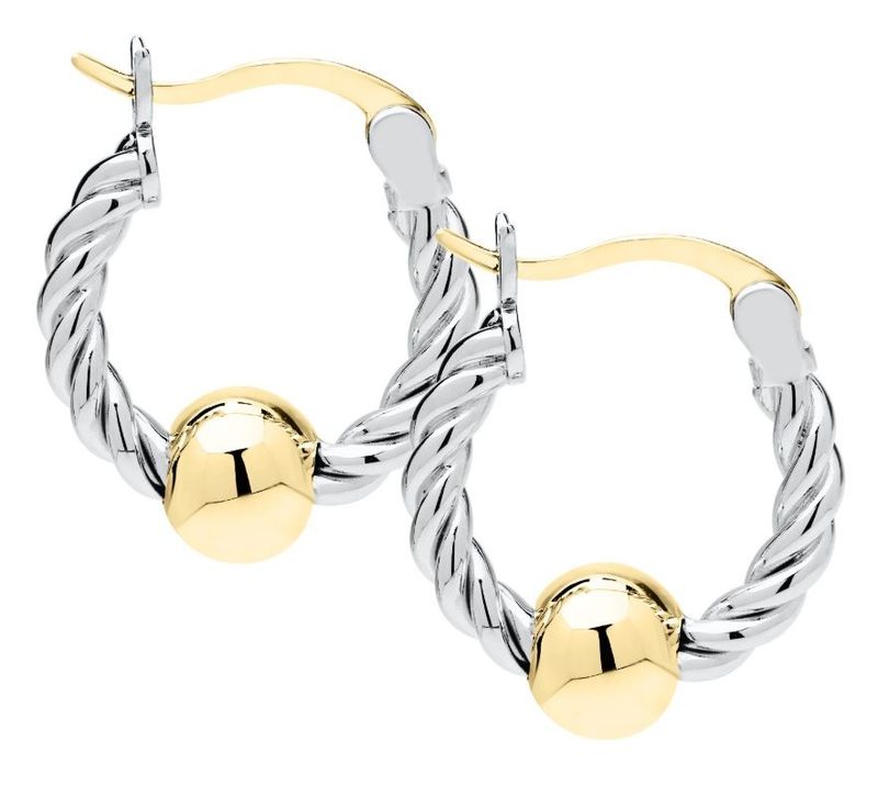 SS and Yellow Gold Cape Cod Twisted Wire Hoop Earrings