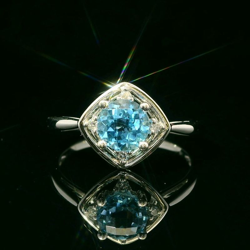 14KWG Blue Topaz and Diamond Ring
